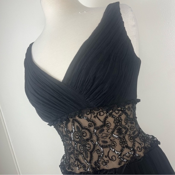 Tadashi Vintage Black Silk Sequin A-Line Fit & Flare Cocktail Dress | Size 6 - Picture 2 of 8